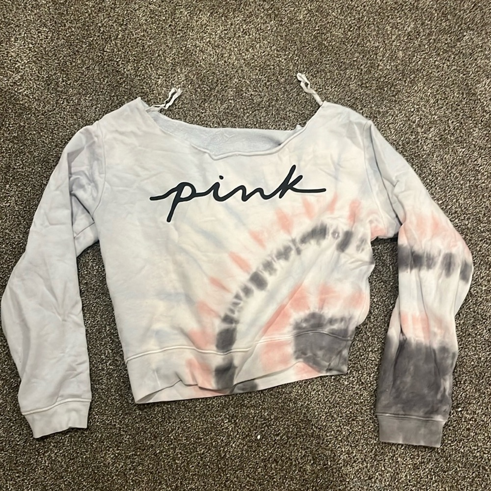 Tye dye off shoulder PINK crewneck